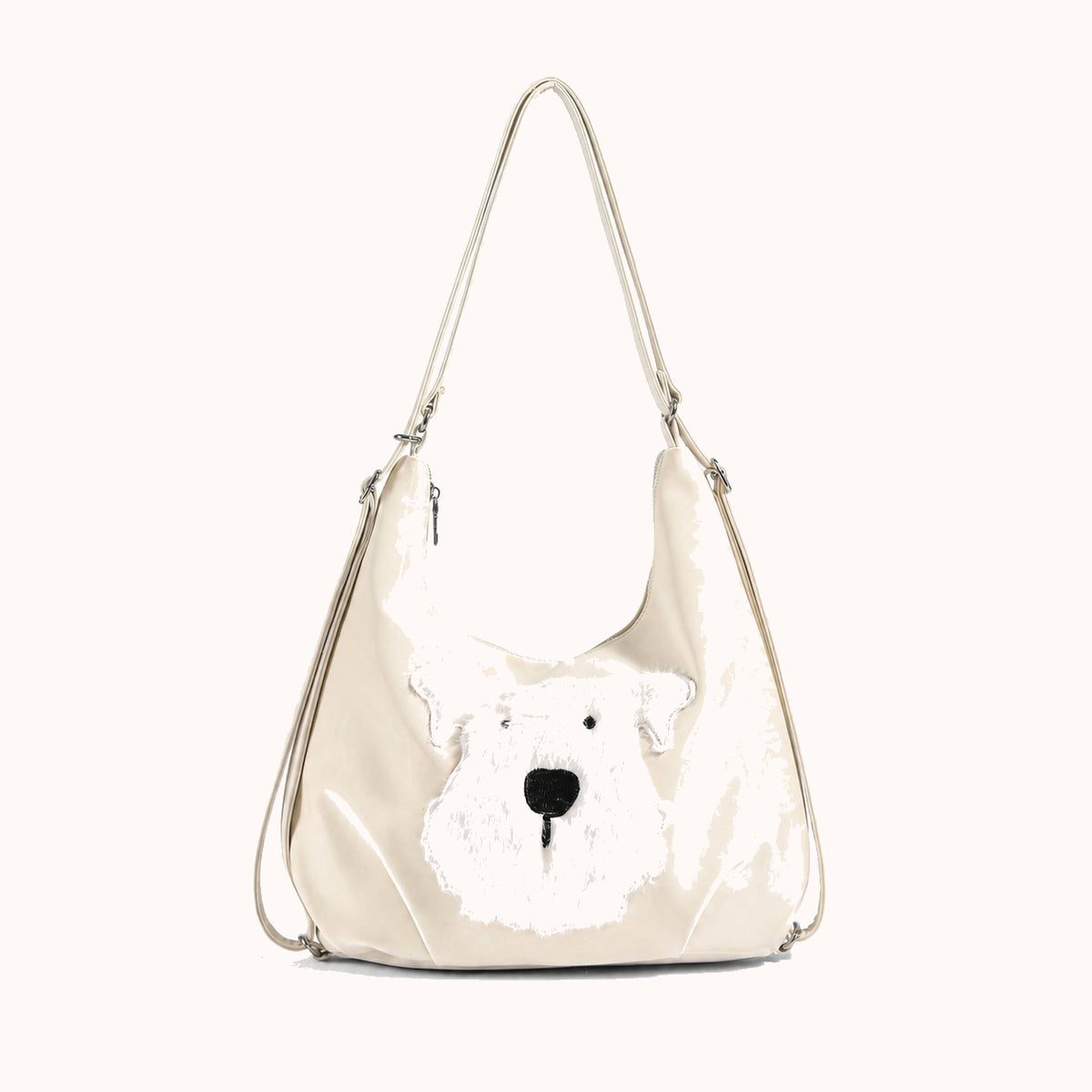 ARIPPULA FEF9F6 | terrier-patent-shoulder-bag | close quality | 028__terrier-patent-shoulder-bag__cream__front.webp