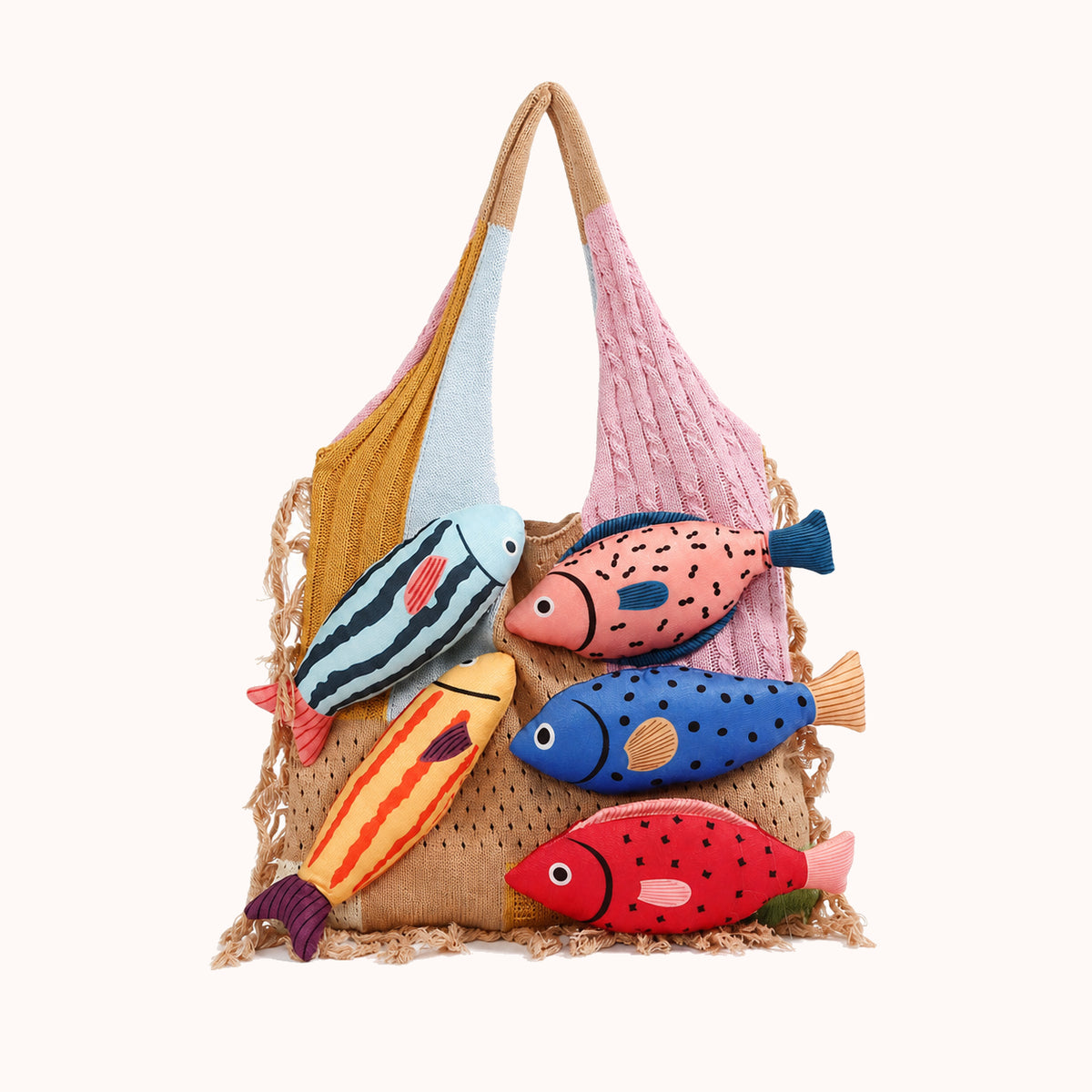 ARIPPULA FEF9F6 | shoal-knit-tote | close quality | 093__shoal-knit-tote__khaki-blush__front.webp