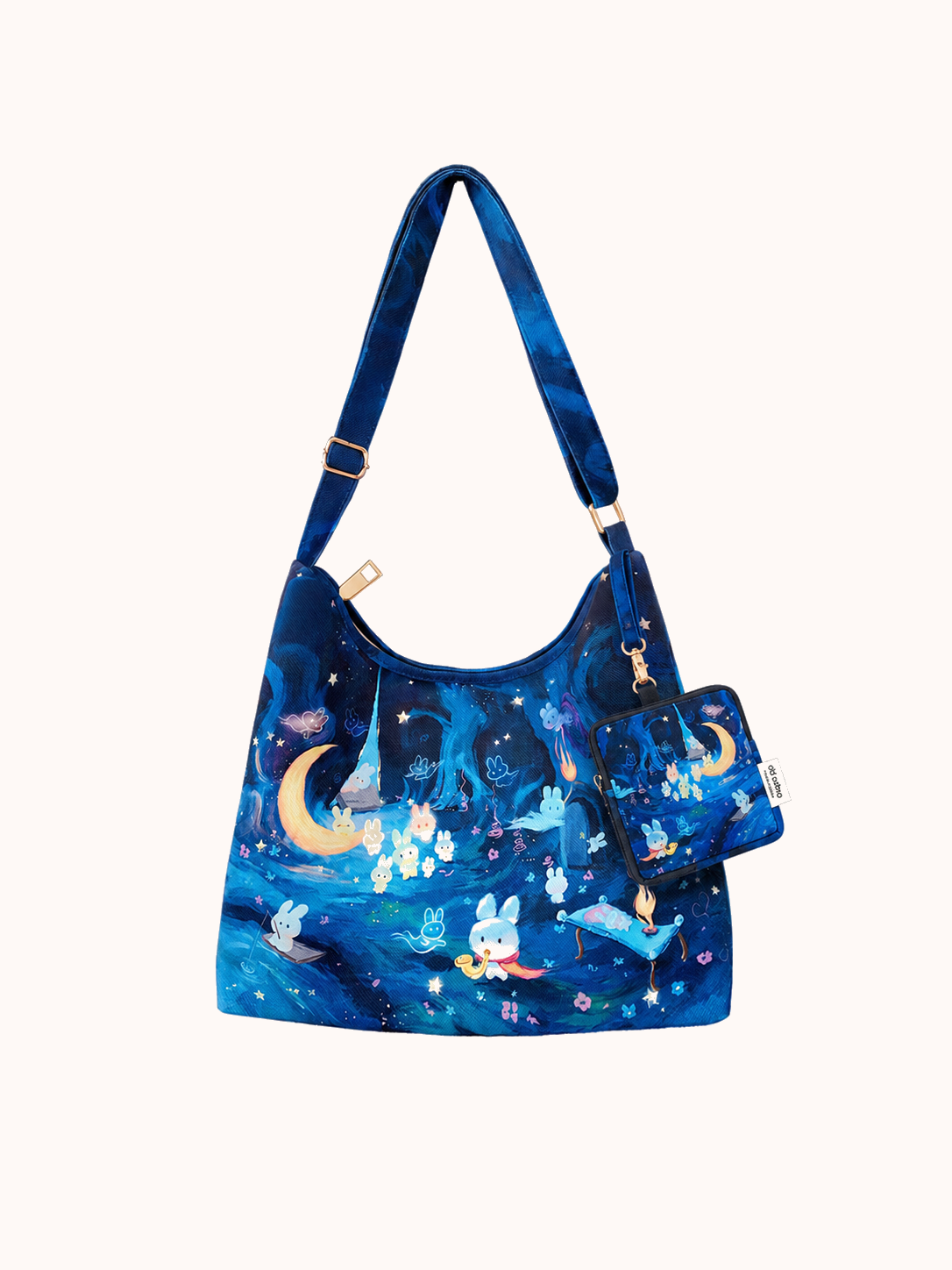 Bunny's Underwater Maze Zipper Tote + matching hanging bag front view
