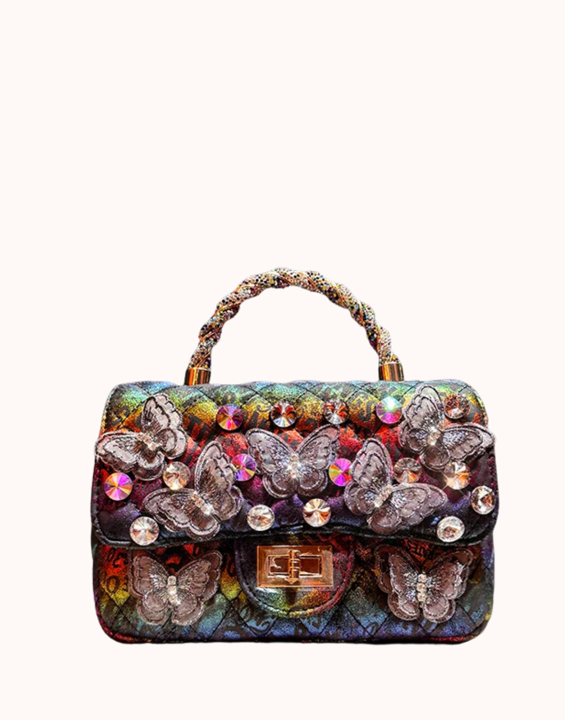 Borsa con manico superiore trapuntata Iris