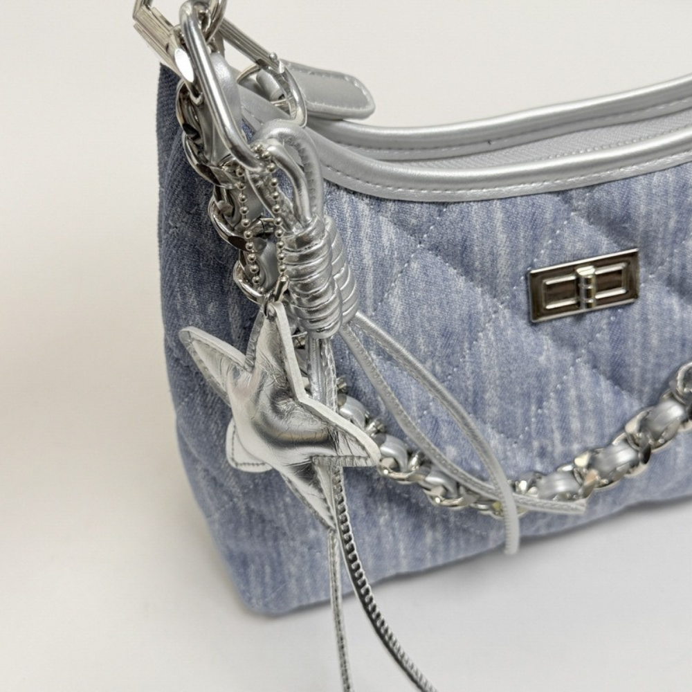 Bleuressa Quilted Denim-Look Shoulder Bag