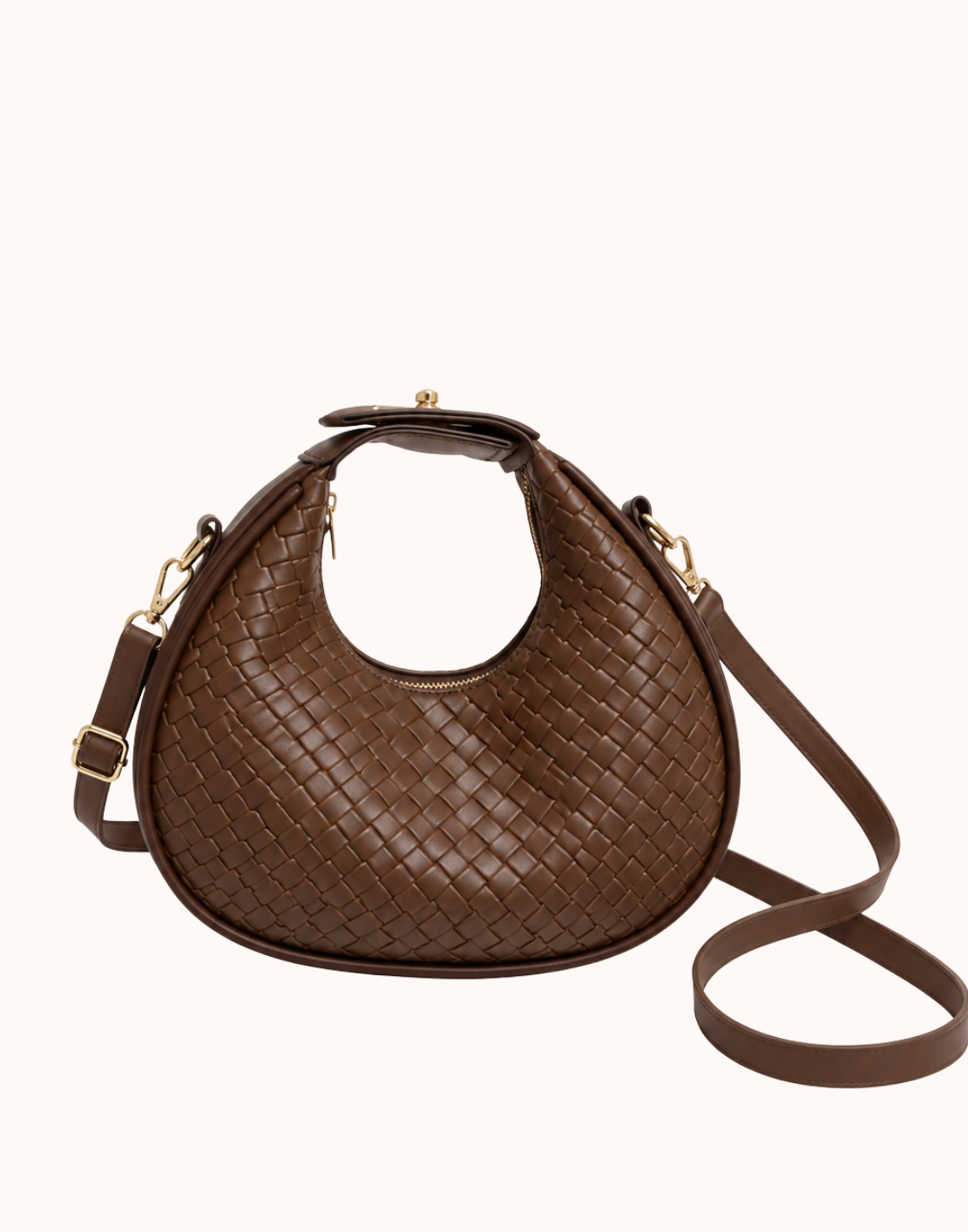 Clam Woven Top-Handle Bag