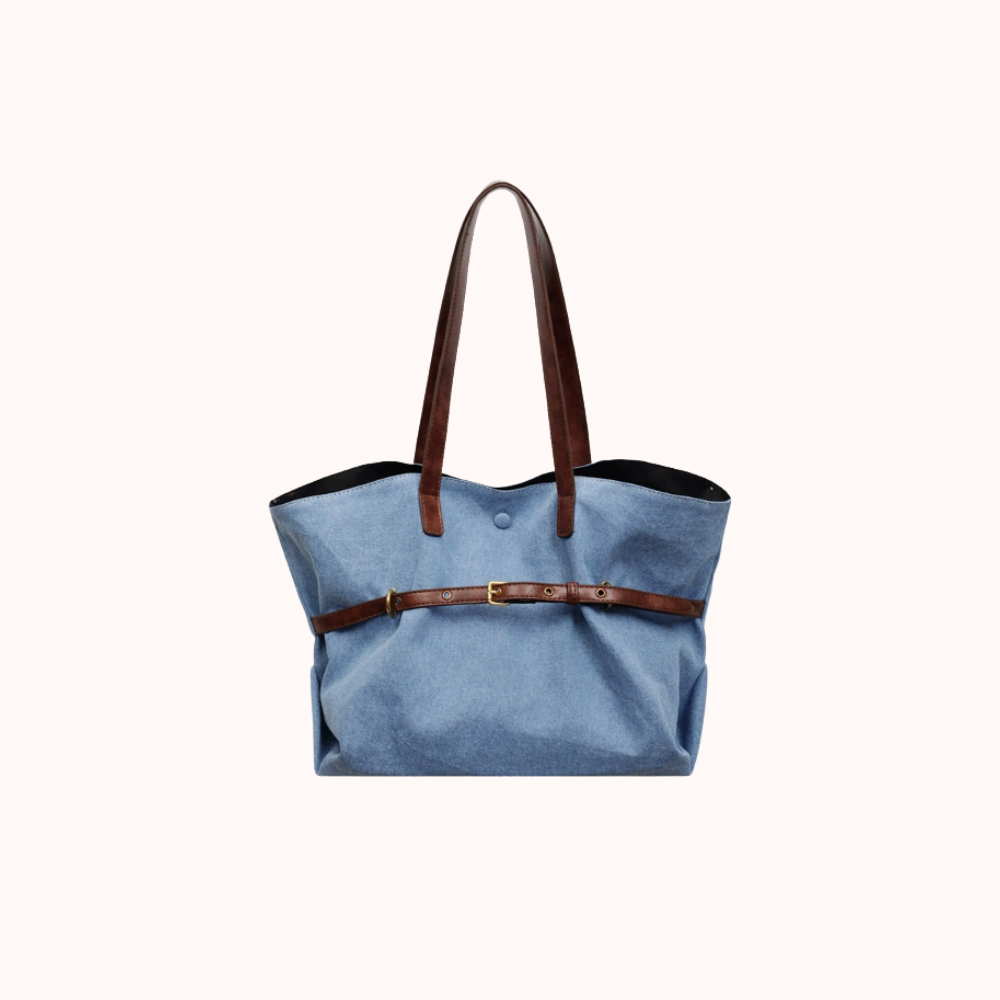 Azzira Belted Denim Tote Bag