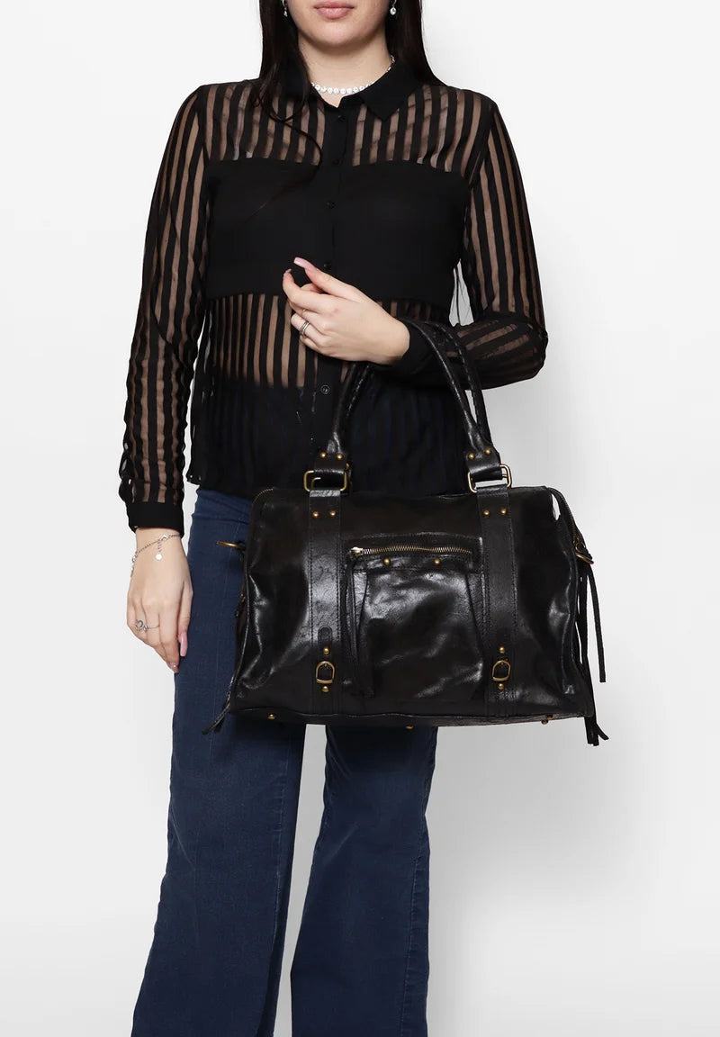 Throttle Studded Top-Handle Bag