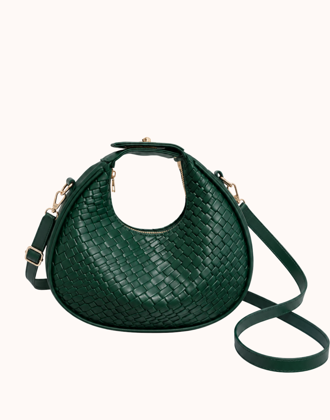 Sac à anse tressé couleur palourde