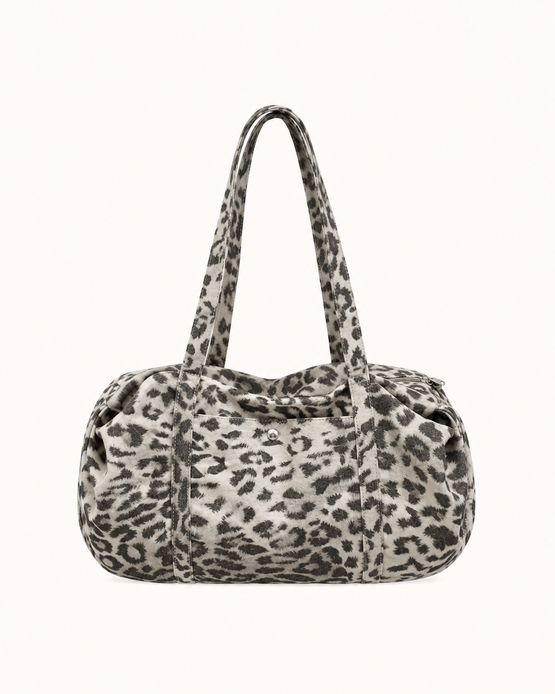 Borsa tote in tela leopardata rétro