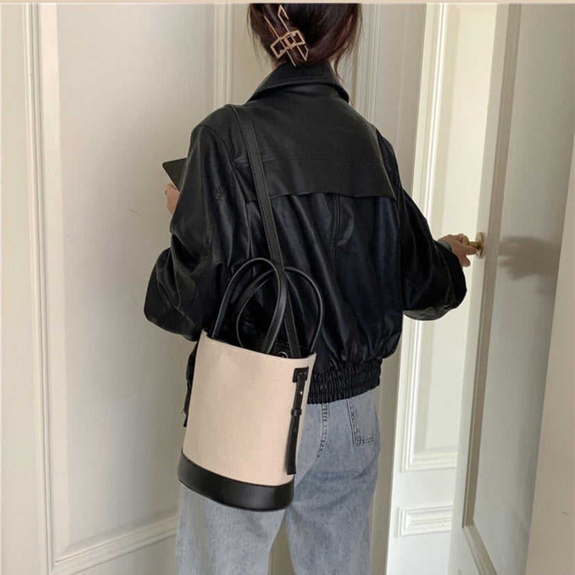 Serah Vegan Leather Crossbody Bucket Bag