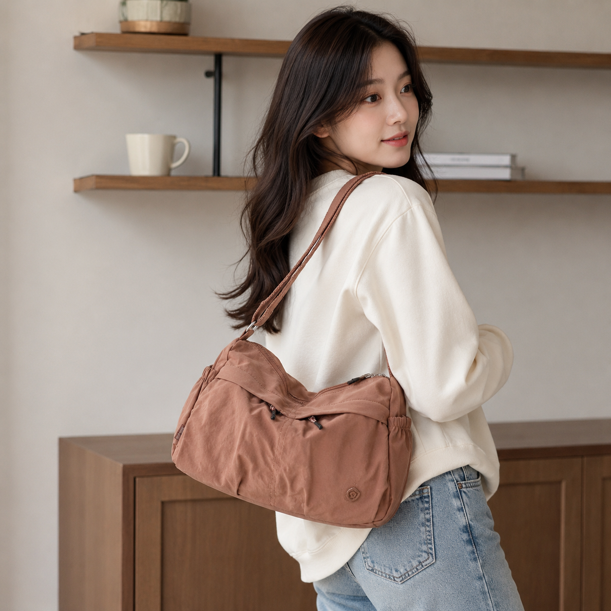 Fabria Ruched Shoulder Bag