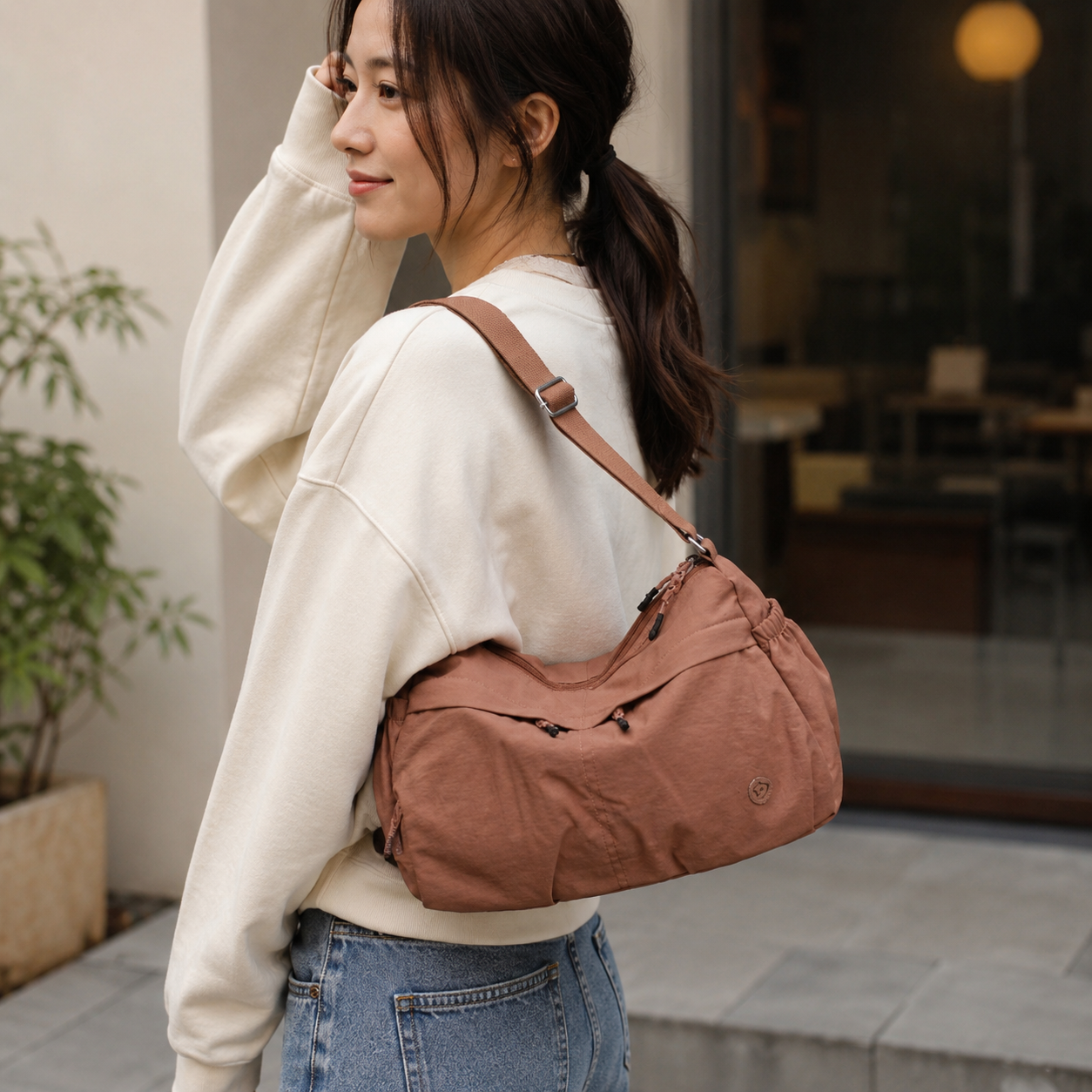 Fabria Ruched Shoulder Bag