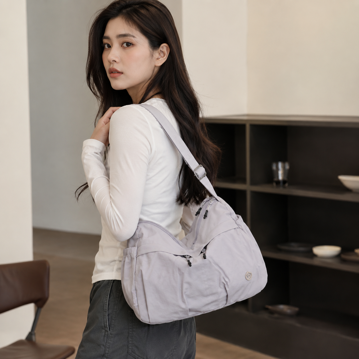 Fabria Ruched Shoulder Bag