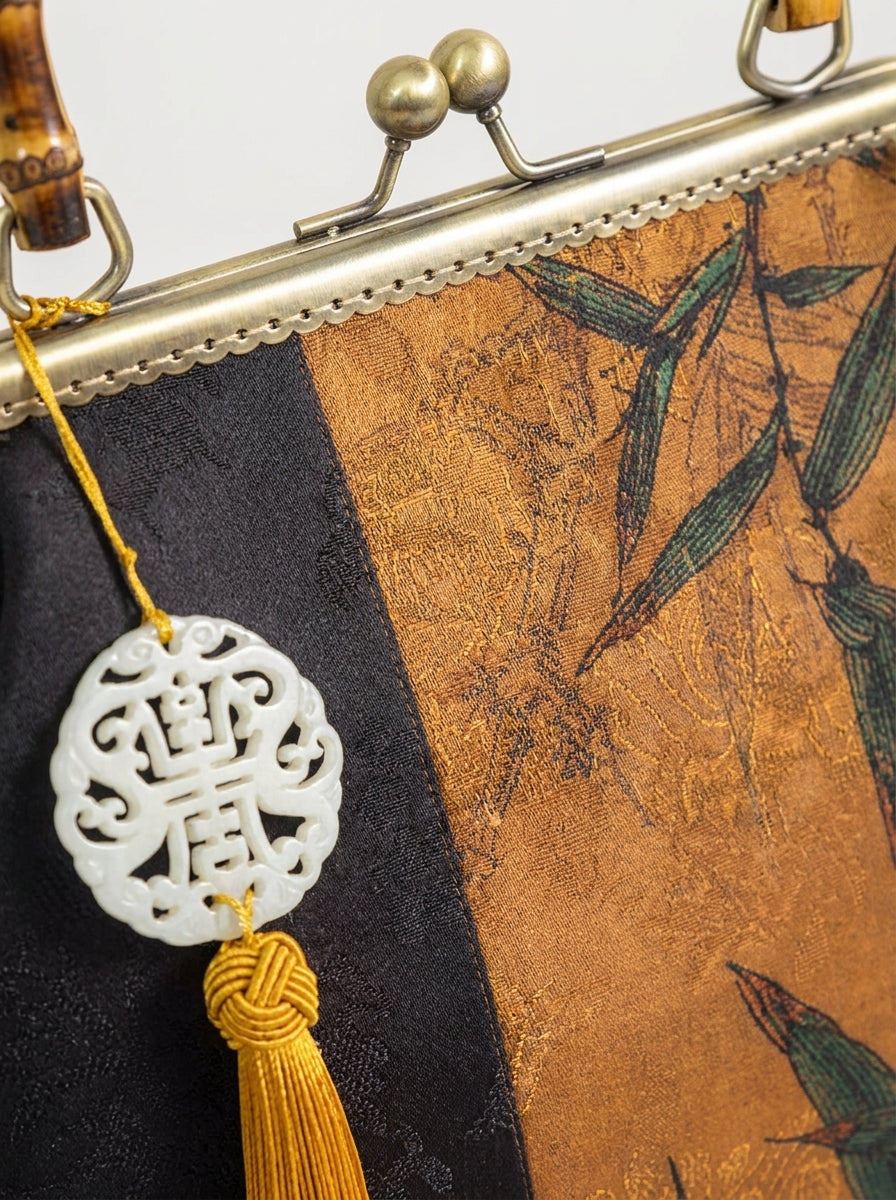 Borsa con manico superiore in jacquard Persimmon