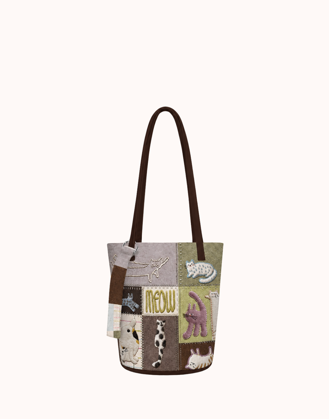 Borsa a secchiello in tela Marachelle del gatto