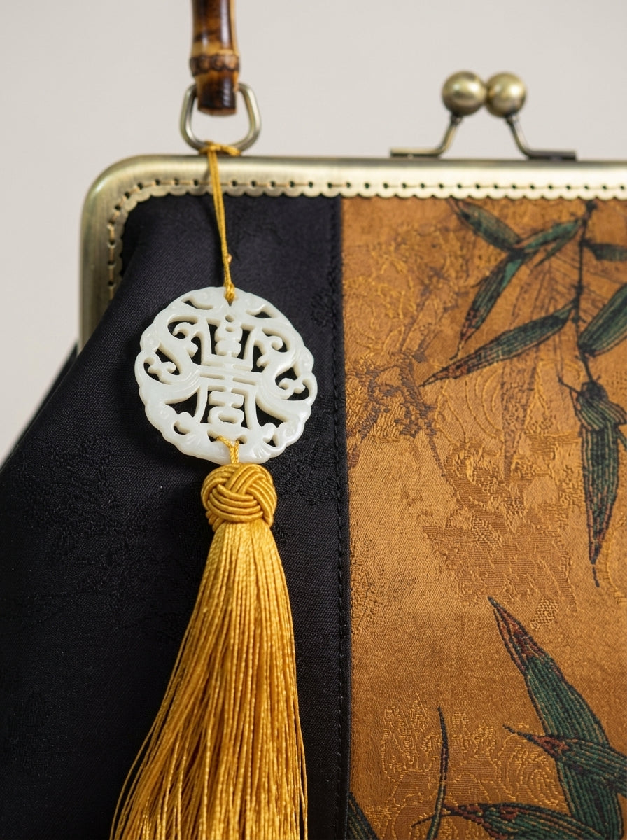 Borsa con manico superiore in jacquard Persimmon