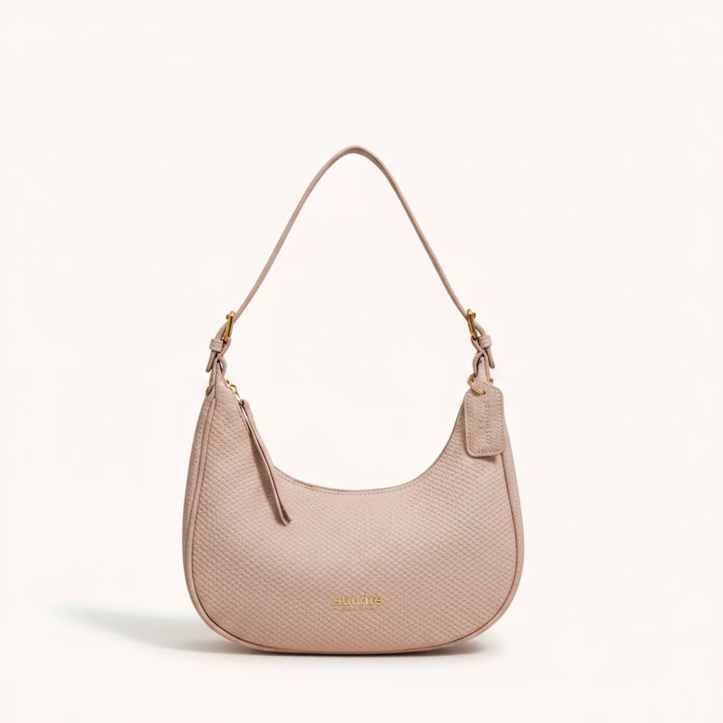 Moon Shoulder Bag — Pebbled | Remove the bg with text of the products and replace the bg with image reference i give and keep the showdow of the products