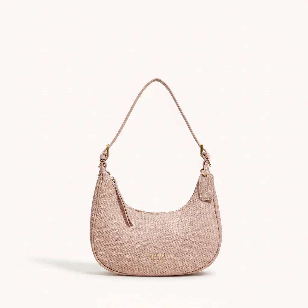 Moon Shoulder Bag — Pebbled | Remove the bg with text of the products and replace the bg with image reference i give and keep the showdow of the products
