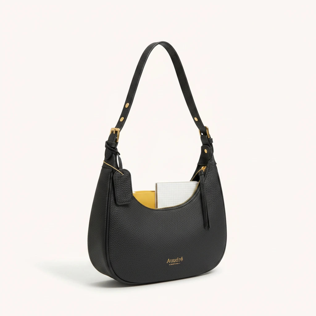 Moon Shoulder Bag — Pebbled | Remove the bg with text of the products and replace the bg with image reference i give and keep the showdow of the products