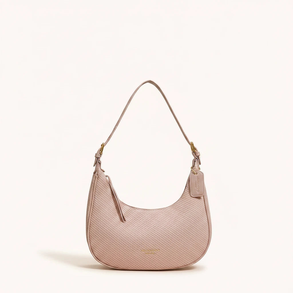Moon Shoulder Bag — Pebbled | Remove the bg with text of the products and replace the bg with image reference i give and keep the showdow of the products