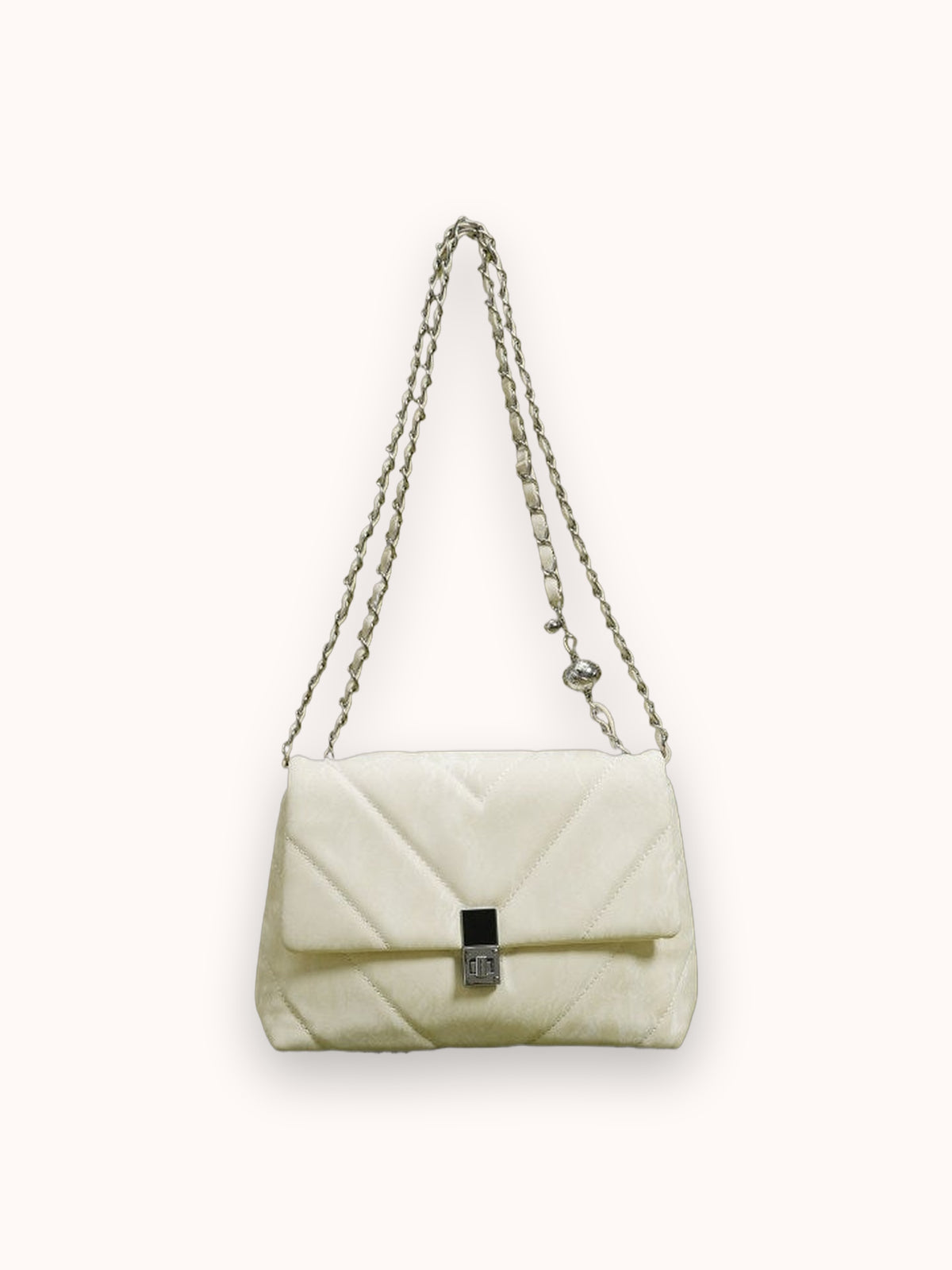 Gesteppte Marshmallow-Schultertasche
