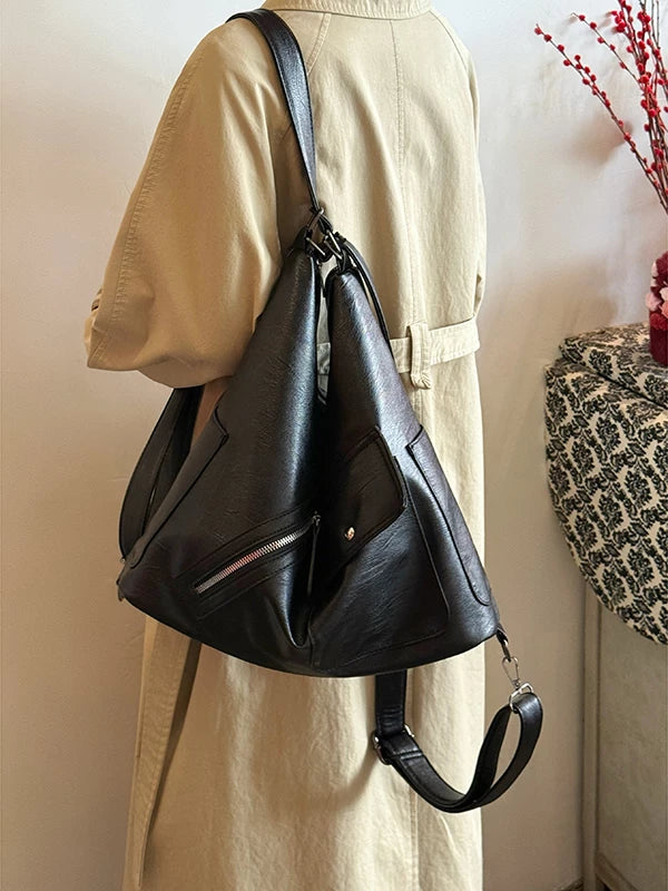 2026 New Vintage Soft Leather Backpack for Women, Large Capacity Multifunctional Tote Bag, Everyday Versatile Commuter Single Shoulder Bag