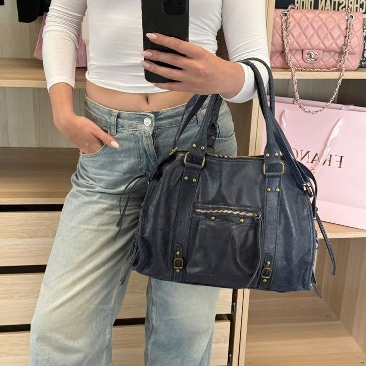 Throttle Studded Top-Handle Bag