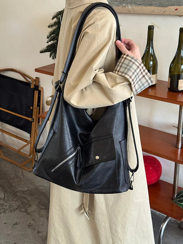 2026 New Vintage Soft Leather Backpack for Women, Large Capacity Multifunctional Tote Bag, Everyday Versatile Commuter Single Shoulder Bag
