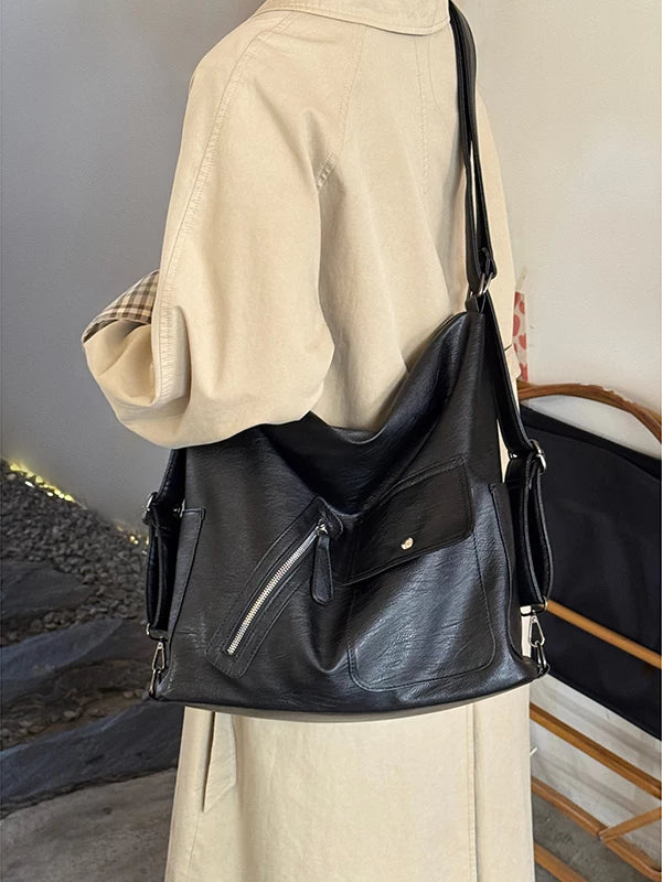 2026 New Vintage Soft Leather Backpack for Women, Large Capacity Multifunctional Tote Bag, Everyday Versatile Commuter Single Shoulder Bag