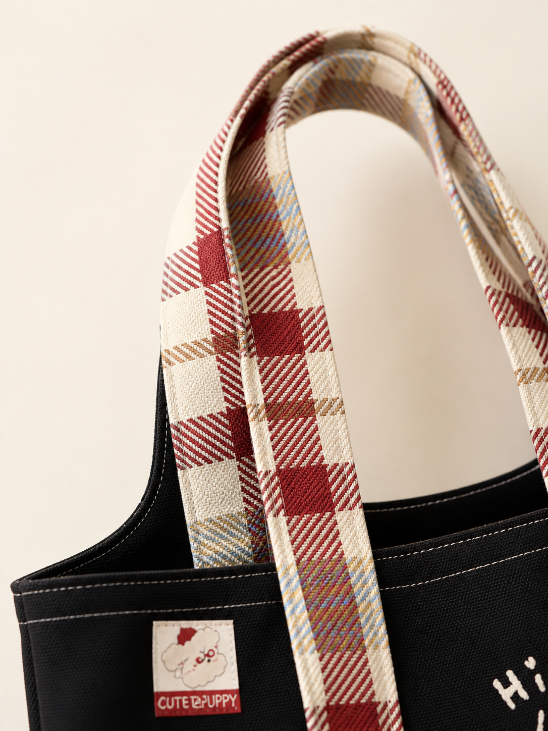Sleepy Westie Canvas Shoulder Bag — handle detail