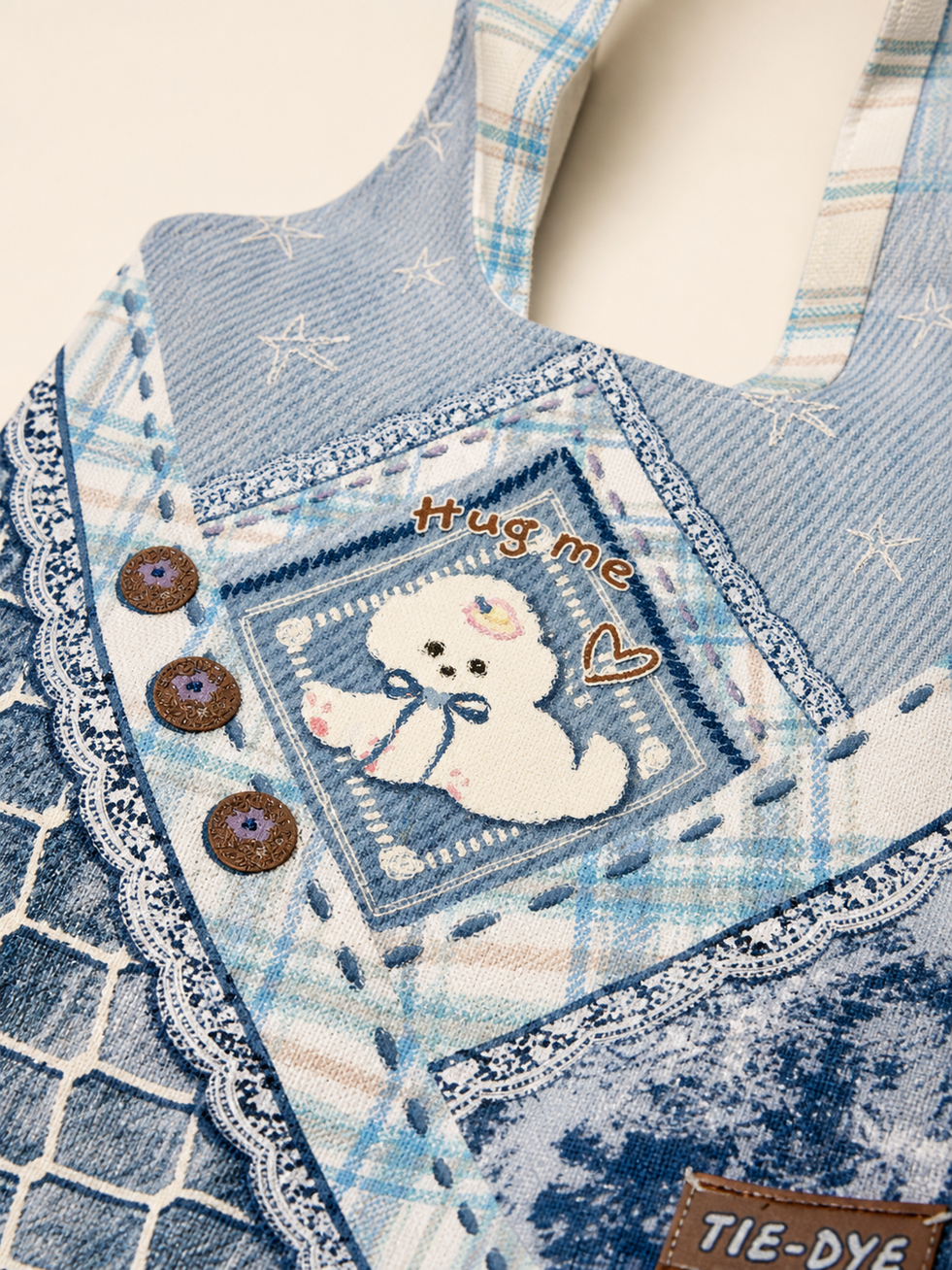 Tie-Dye Puppy Canvas Shoulder Bag — puppy artwork detail