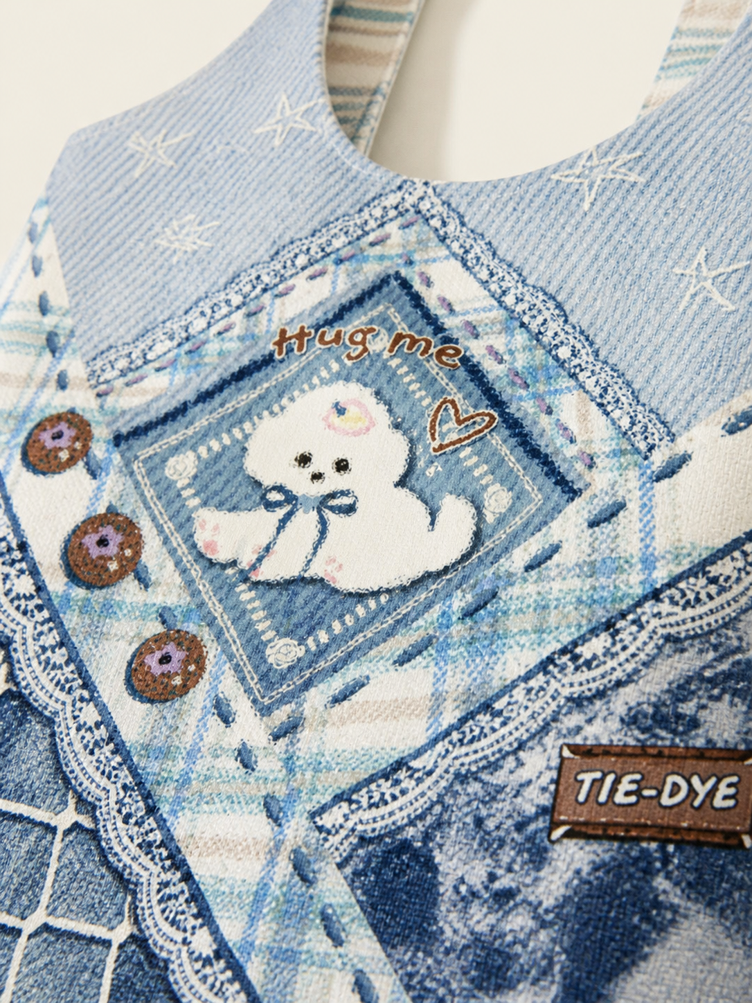 Tie-Dye Puppy Canvas Shoulder Bag — canvas detail