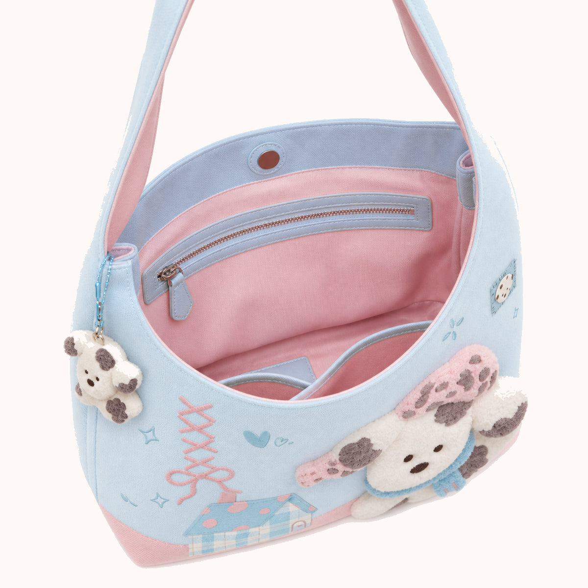 ARIPPULA FEF9F6 | pink-hat-puppy-canvas-shoulder-bag | interior | 014__pink-hat-puppy-canvas-shoulder-bag__interior.webp