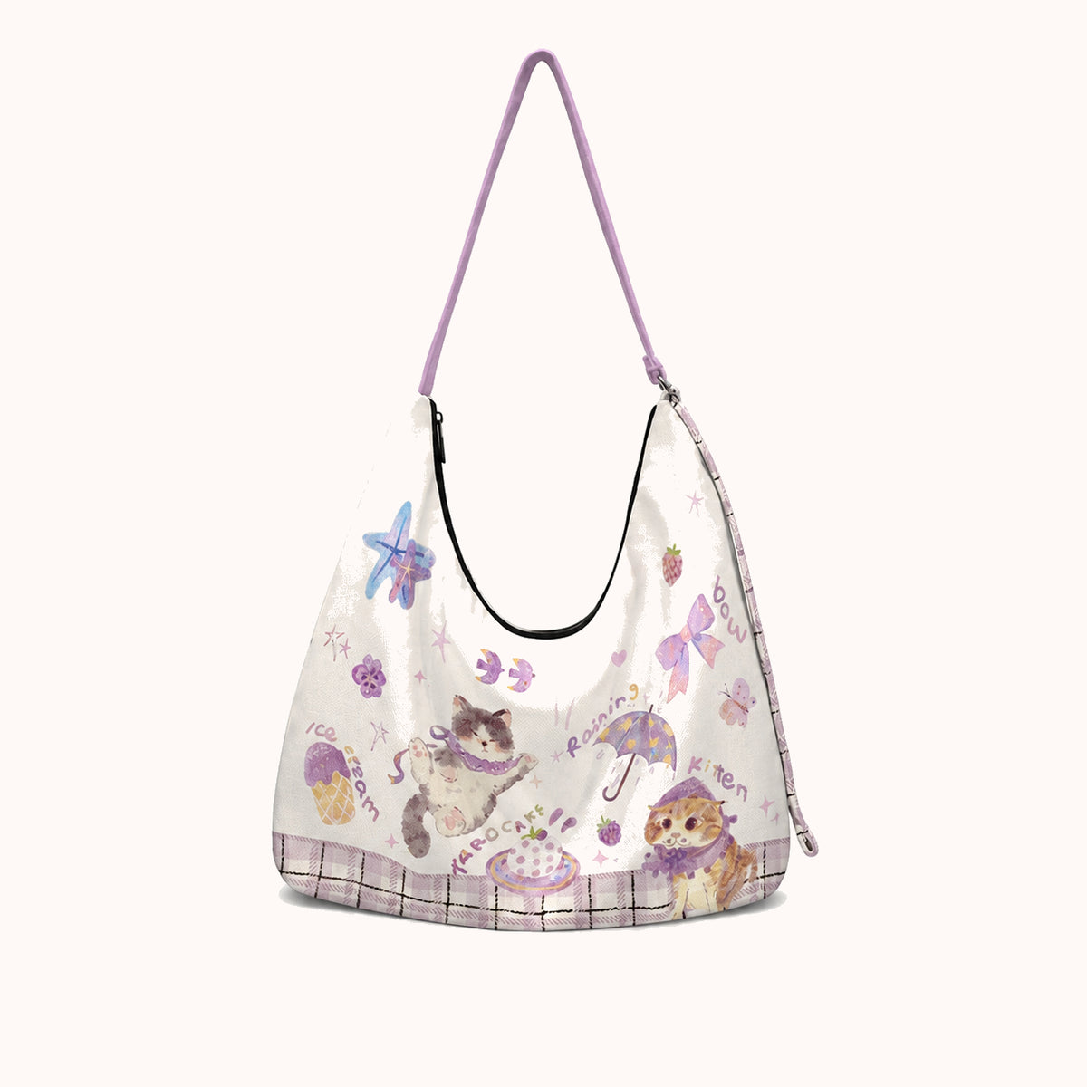 ARIPPULA FEF9F6 | berry-rain-cat-canvas-crossbody-bag | close quality | 020__berry-rain-cat-canvas-crossbody-bag__berry-rain-cat__front.webp