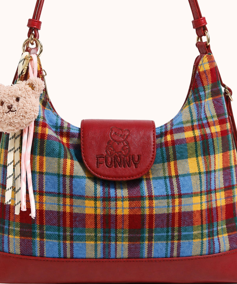 ARIPPULA FEF9F6 | tartan-canvas-shoulder-bag | close quality | 030__tartan-canvas-shoulder-bag__close-quality.webp