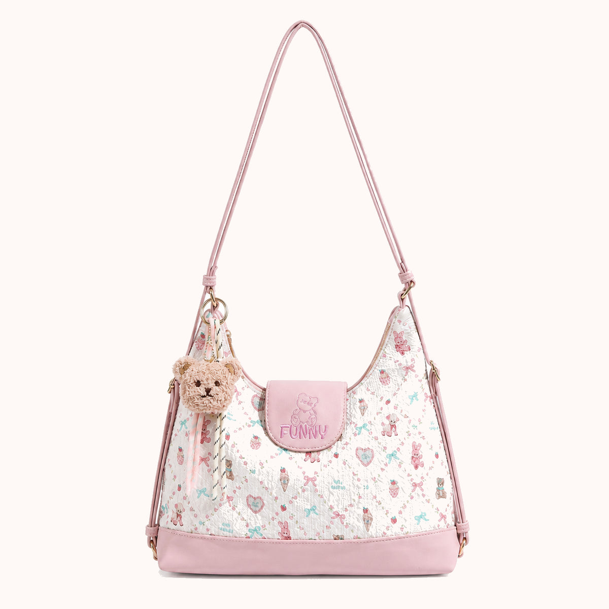ARIPPULA FEF9F6 | tartan-canvas-shoulder-bag | close quality | 032__tartan-canvas-shoulder-bag__pink__front.webp