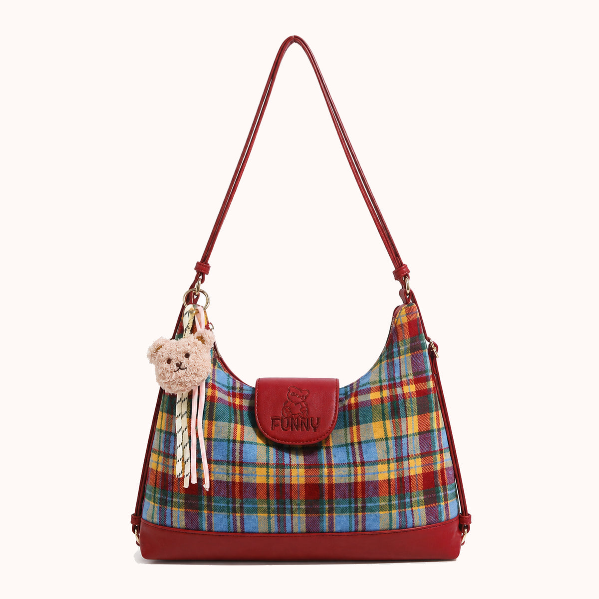 ARIPPULA FEF9F6 | diamond-canvas-shoulder-bag | close quality | 040__diamond-canvas-shoulder-bag__red__front.webp