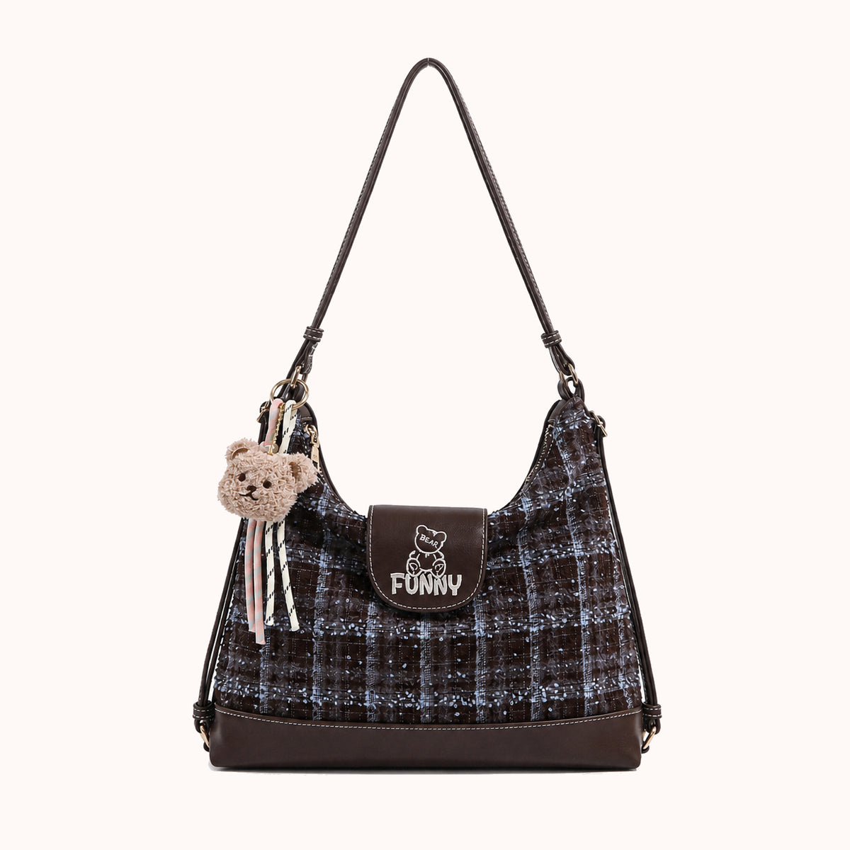 ARIPPULA FEF9F6 | diamond-canvas-shoulder-bag | close quality | 043__diamond-canvas-shoulder-bag__coffee__front.webp