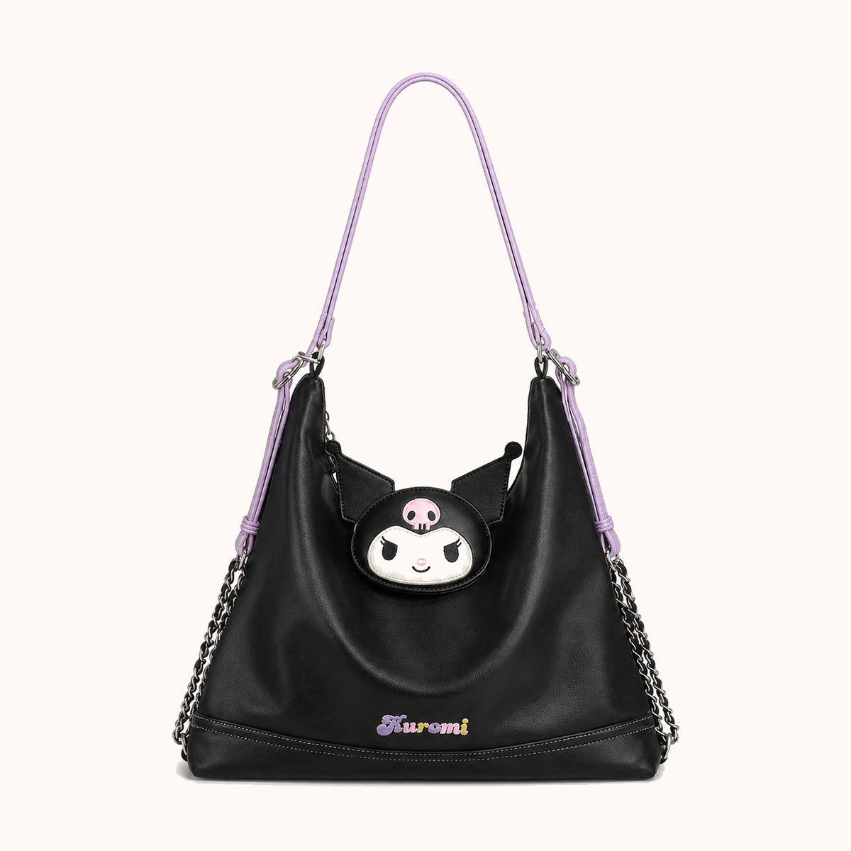 ARIPPULA FEF9F6 | kitty-smooth-shoulder-bag | close quality | 060__kitty-smooth-shoulder-bag__kuromi-black-large__front.webp