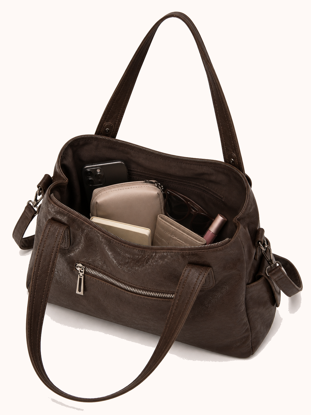 Open bag with everyday accessories