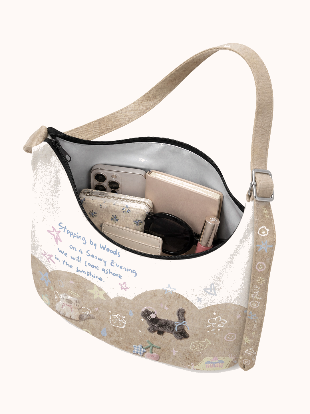 Open bag with everyday accessories