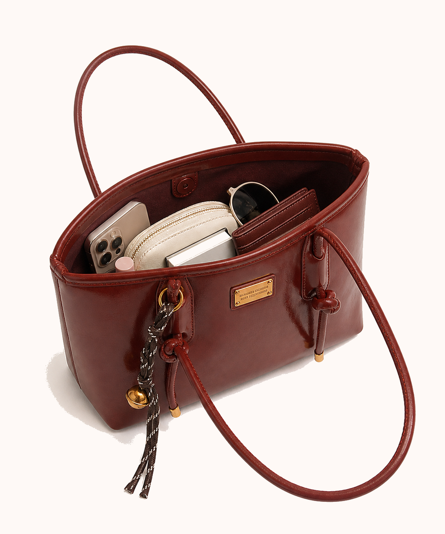 Open bag with everyday accessories