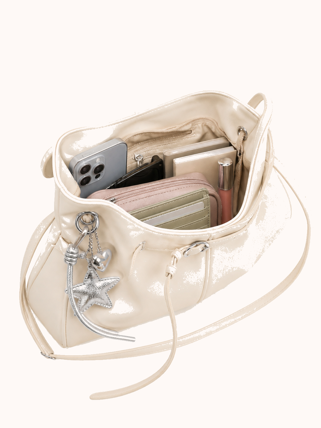 Open bag with everyday accessories
