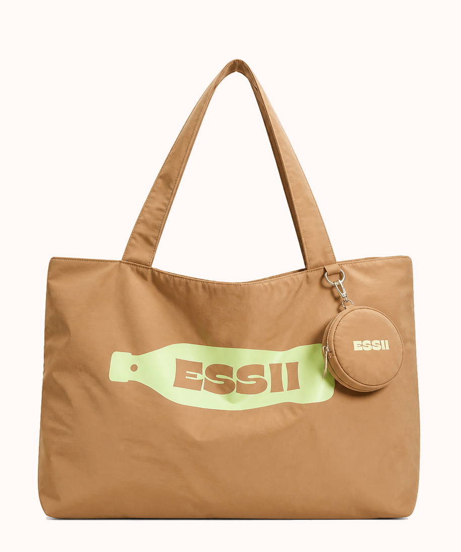 Caramel latte + coin purse front view