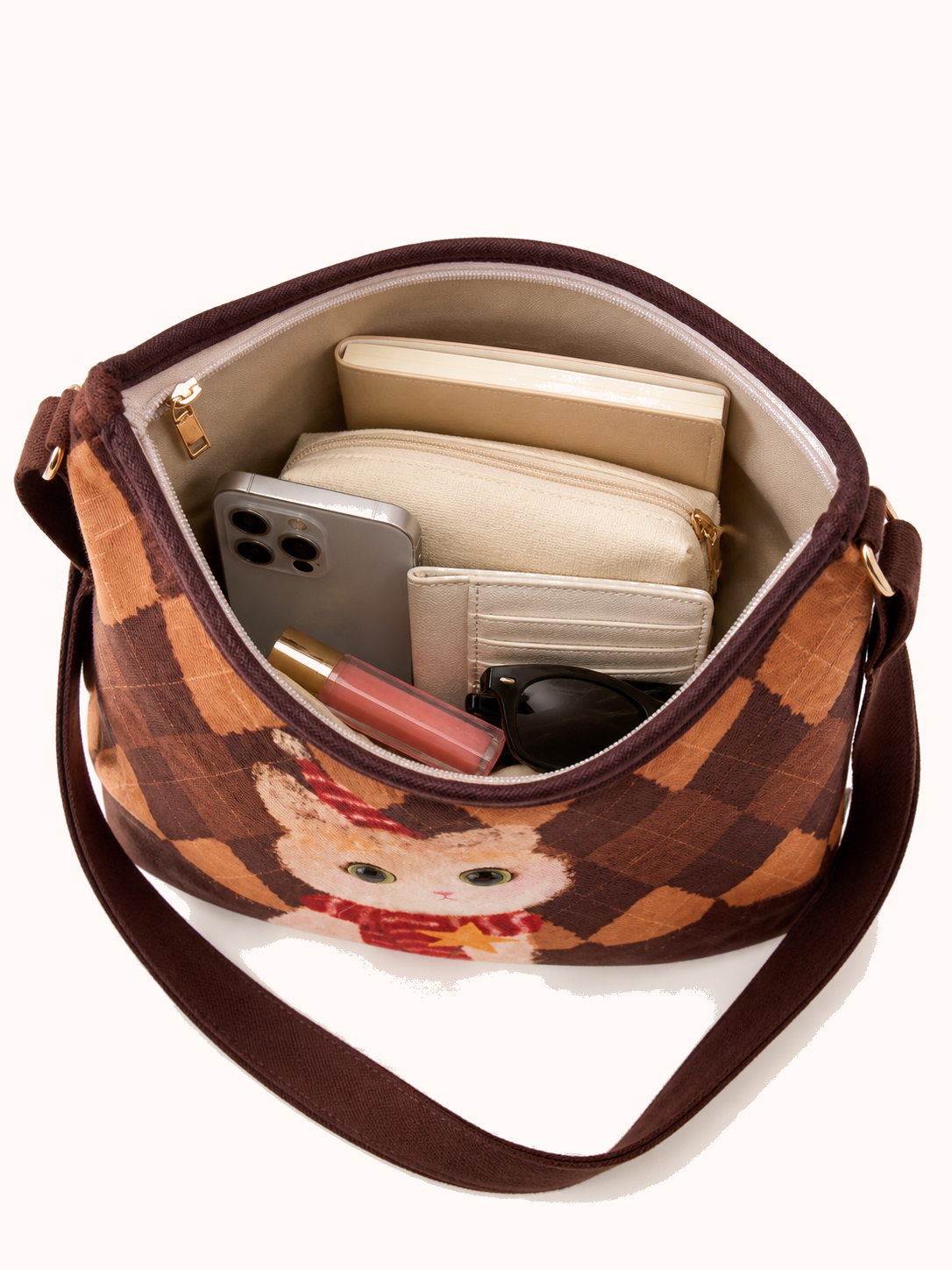 Open bag with everyday accessories
