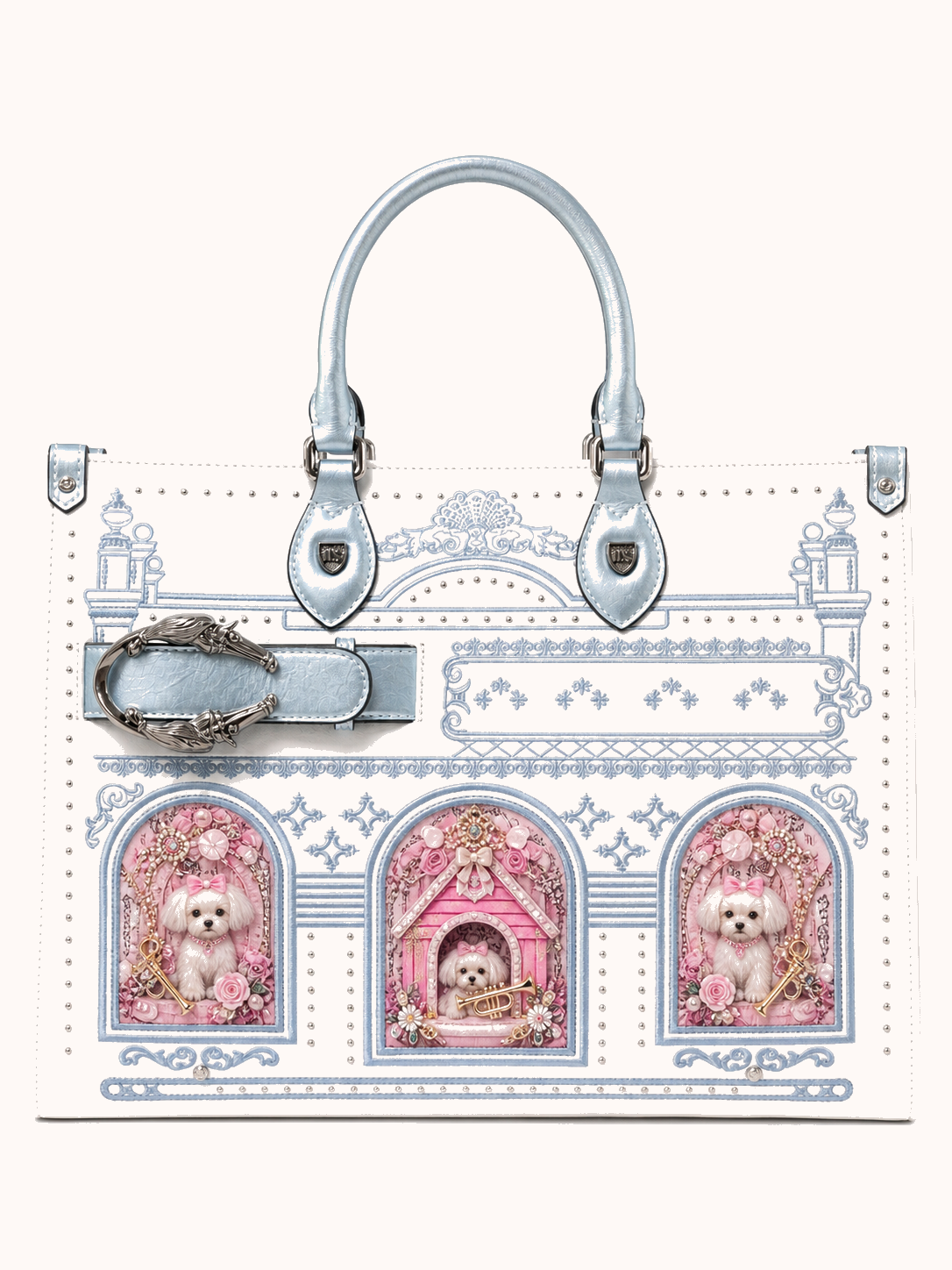 776-01 Pink with Girly Puppy House (Trumpet) front view