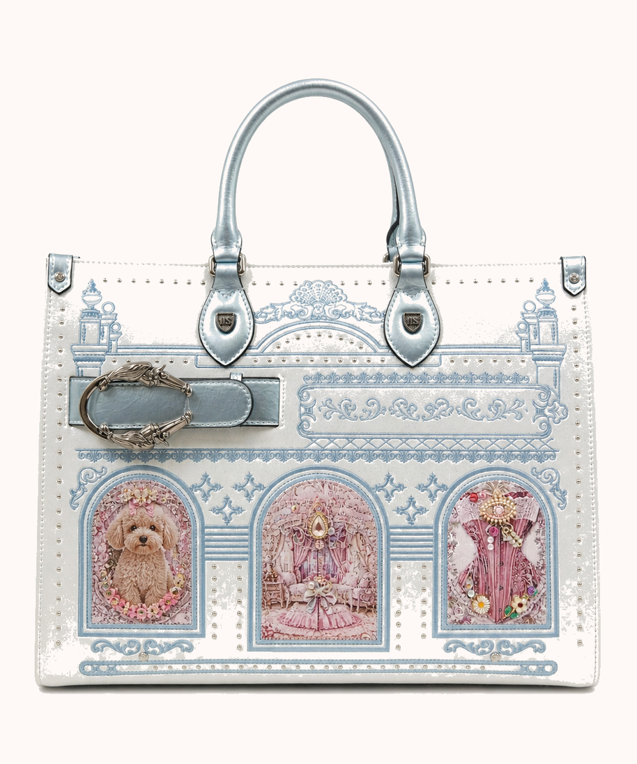 776-03 Pink with Girly Puppy House (Large Size) front view