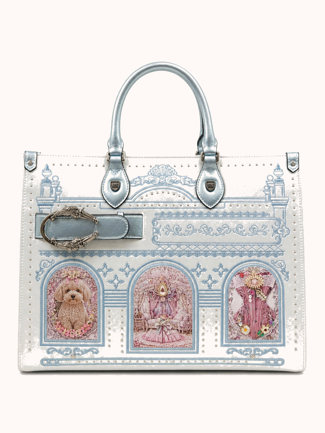 776-03 Pink with Girly Puppy House (Large Size) front view