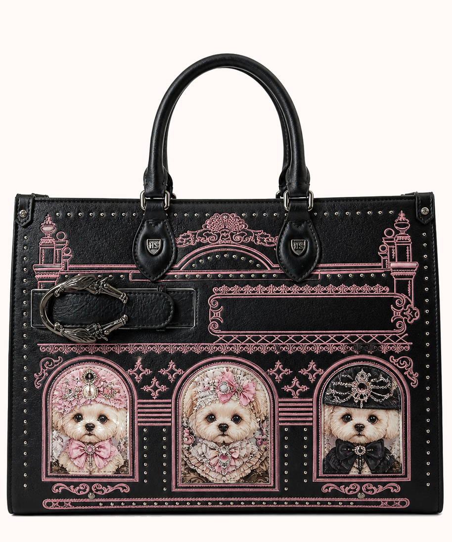 776-02 Black Pink with Sweet and Cool Noble Dog (Medium Size) front view
