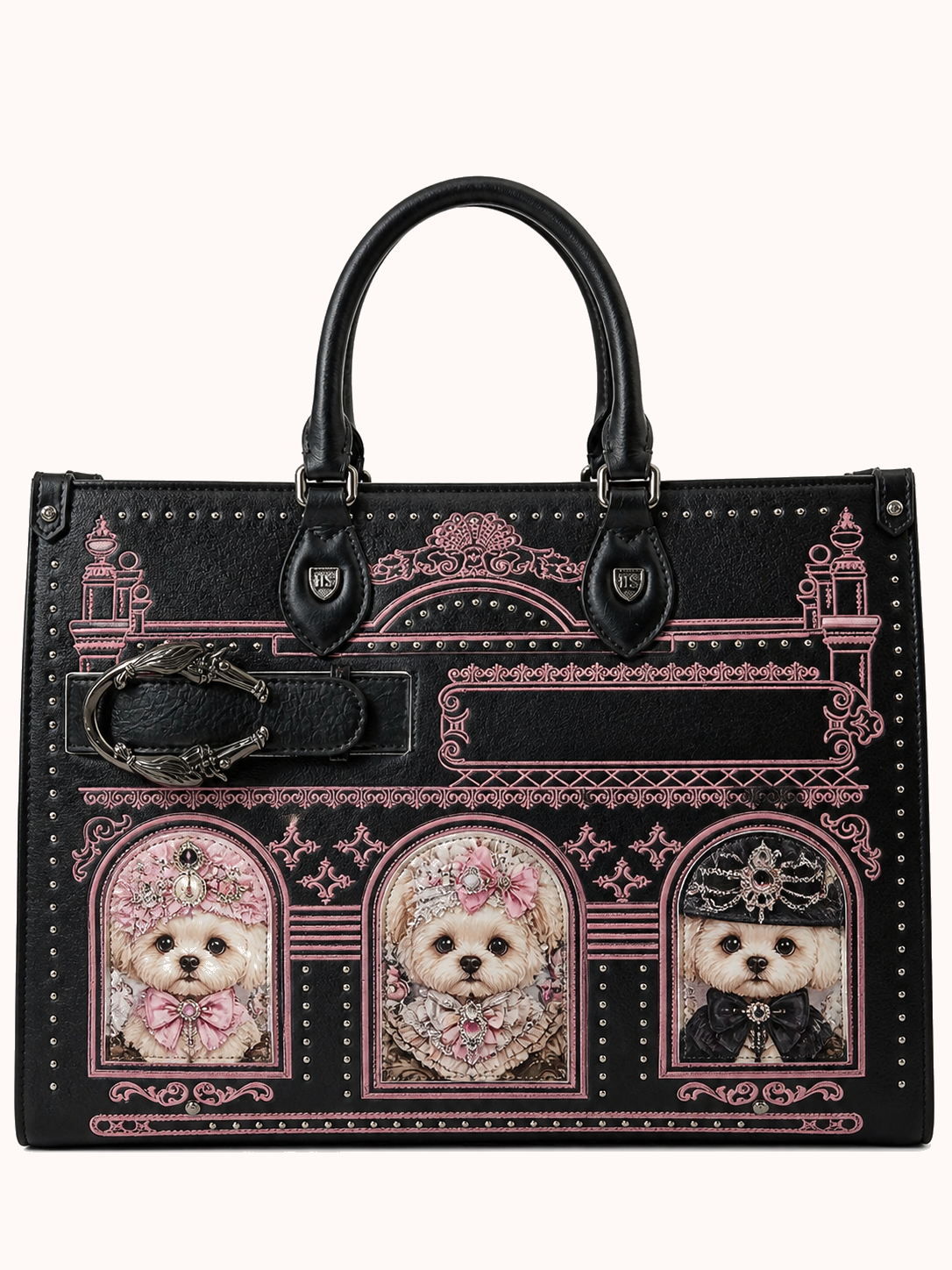 776-02 Black Pink with Sweet and Cool Noble Dog (Medium Size) front view