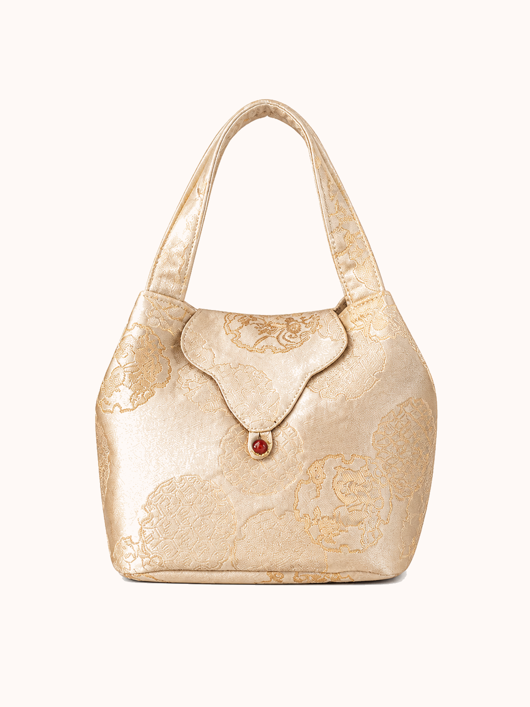 20 × 17 cm / Golden rabbit brocade ruyi fragrance bag - beige front view