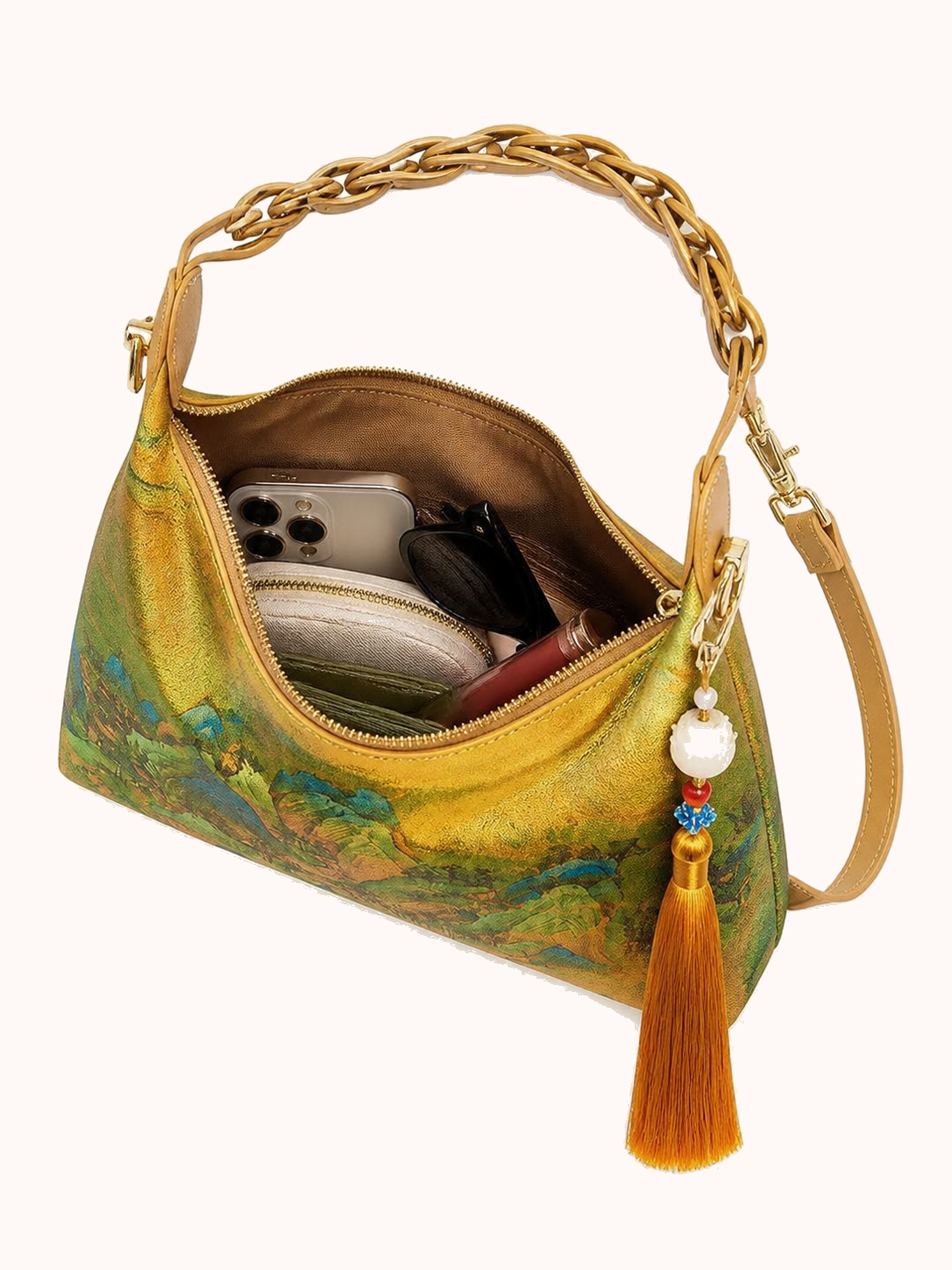 Open bag with everyday accessories