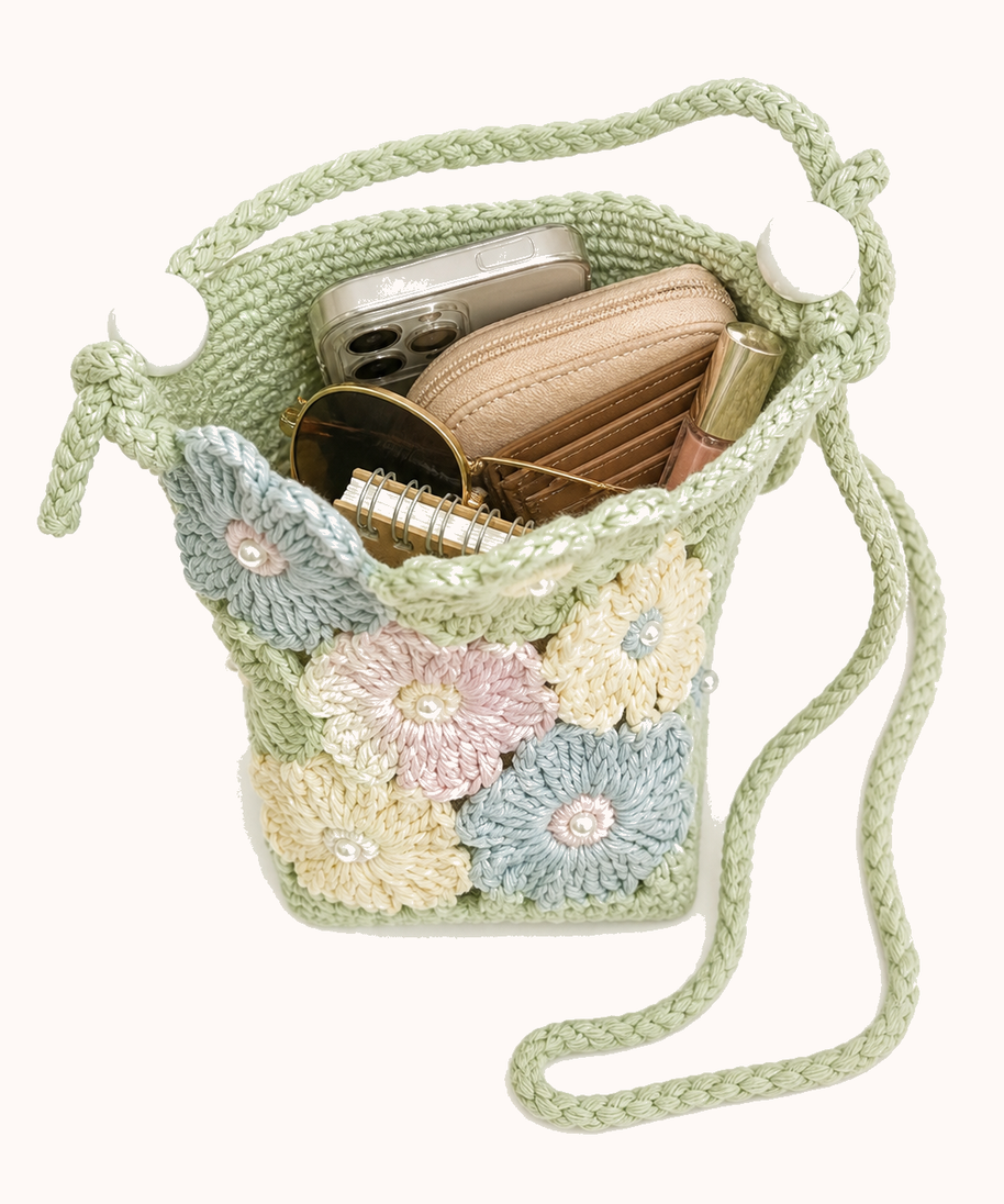 Open bag with everyday accessories